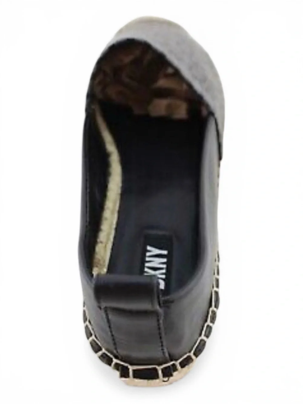 NEW DKNY Mali Repeat Logo Espadrille Loafer Flats Black Gray Women Size 7.5